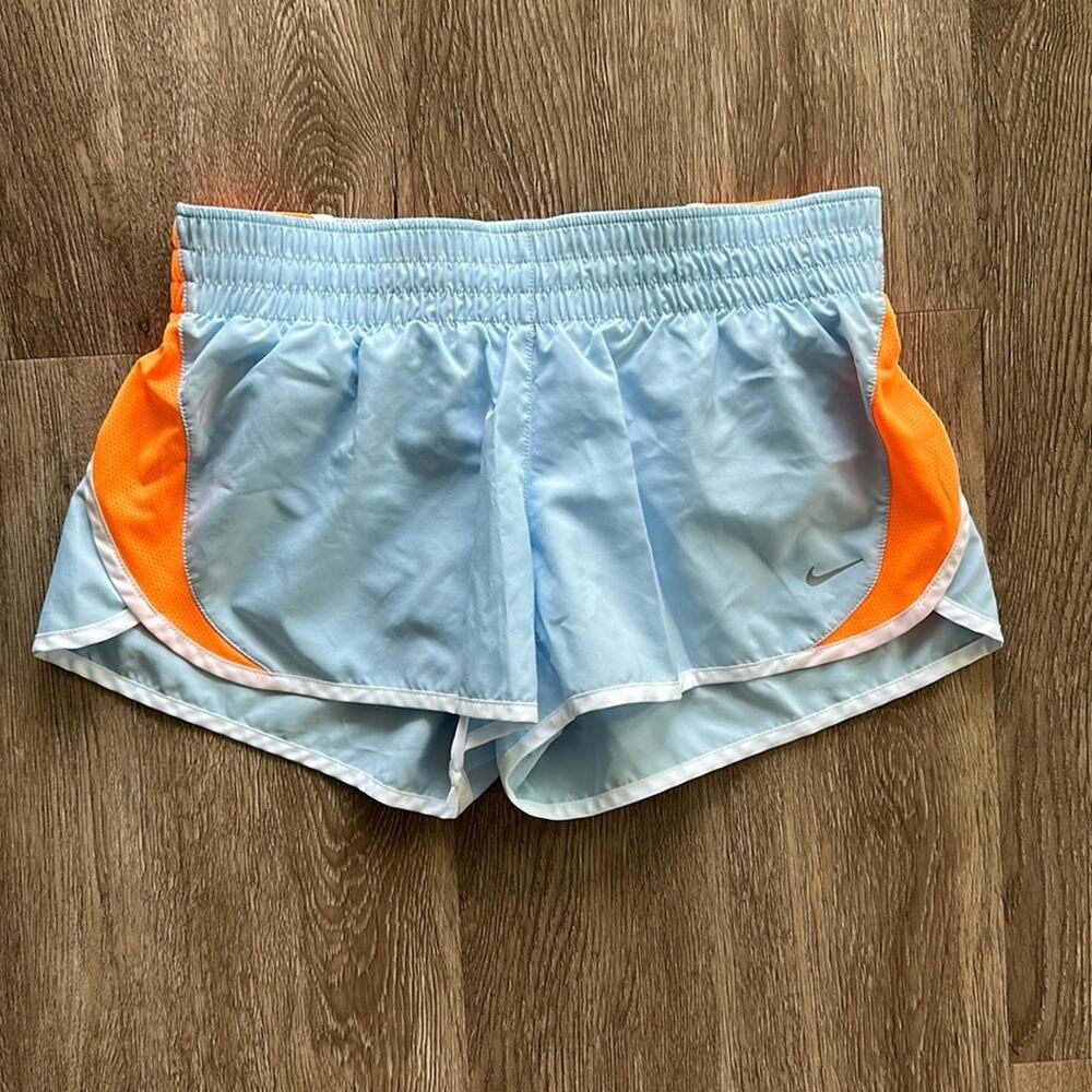 Nike Dri-Fit Dash Running Shorts Light Blue & Orange Medium Athletic
